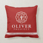 Volunteer Firefighter | Maltese Cross Symbol Red Throw Pillow<br><div class="desc">A custom Firefighter themed red throw pillow.  The Maltese Cross is representative of American Firefighters and fire rescue.</div>