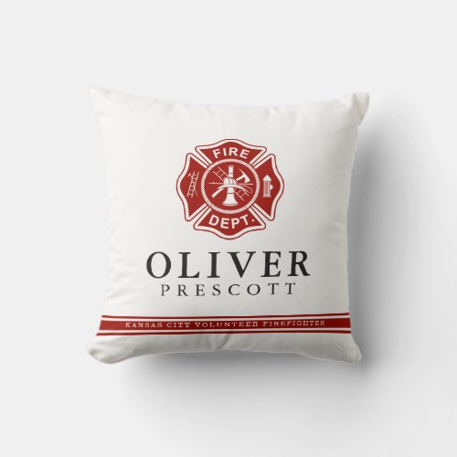 Volunteer Firefighter  Maltese Cross Symbol Throw Pillow