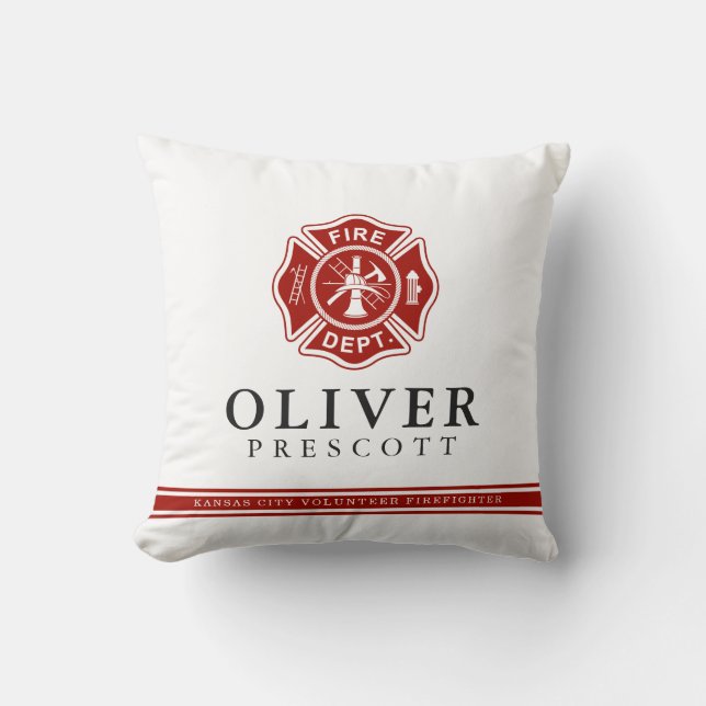 Volunteer Firefighter | Maltese Cross Symbol Throw Pillow (Front)