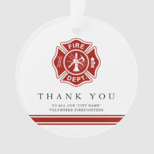 Volunteer Firefighter   Maltese Cross Thank You Ornament