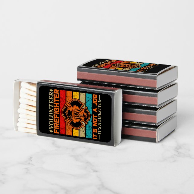 Volunteer Firefighter Retro Vintage Rainbow Matchboxes (Stacked)