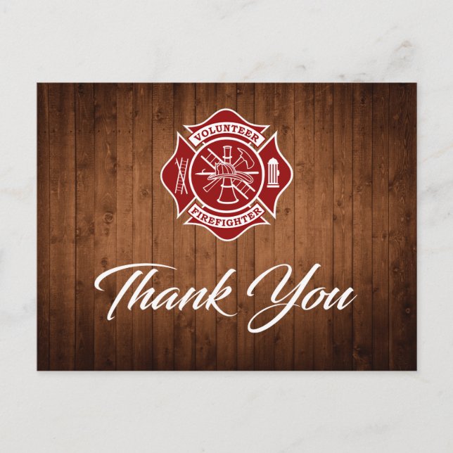 Volunteer Firefighter Thank You Postcard (Front)