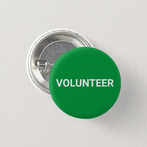 Volunteer green white simple elegant pin button