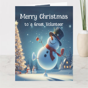 Volunteer Happy Snowman Hot Chocolate Christmas Card