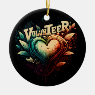 Volunteer heart ceramic ornament