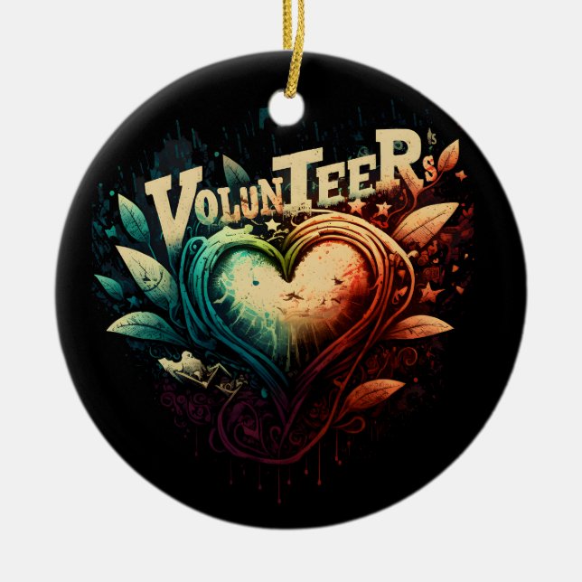 Volunteer heart ceramic ornament (Front)