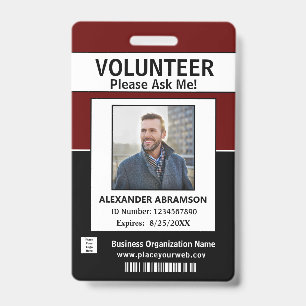 Volunteer ID Card Modern Ask Me Logo Custom Badge