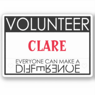 Volunteer Make a Difference Personalized Text Name Sticker
