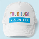 Volunteer Mesh Trucker Hat Custom Logo White<br><div class="desc">Easily personalize this volunteer trucker hat with your own business logo,  job title,  or other custom text. It's adjustable with a mesh back and a foam front. Adjustable unisex style for men or women. Available in other colors. No minimum order quantity and no setup fee.</div>