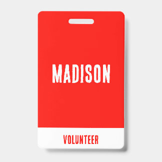  Volunteer Name All Access Pass Event Red White ID Badge