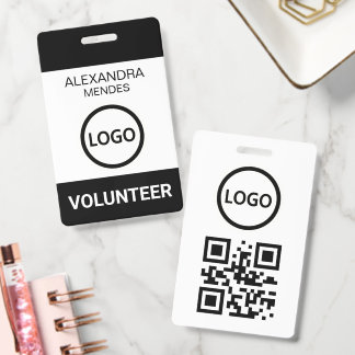 Volunteer Name Badge with Clip Custom Logo