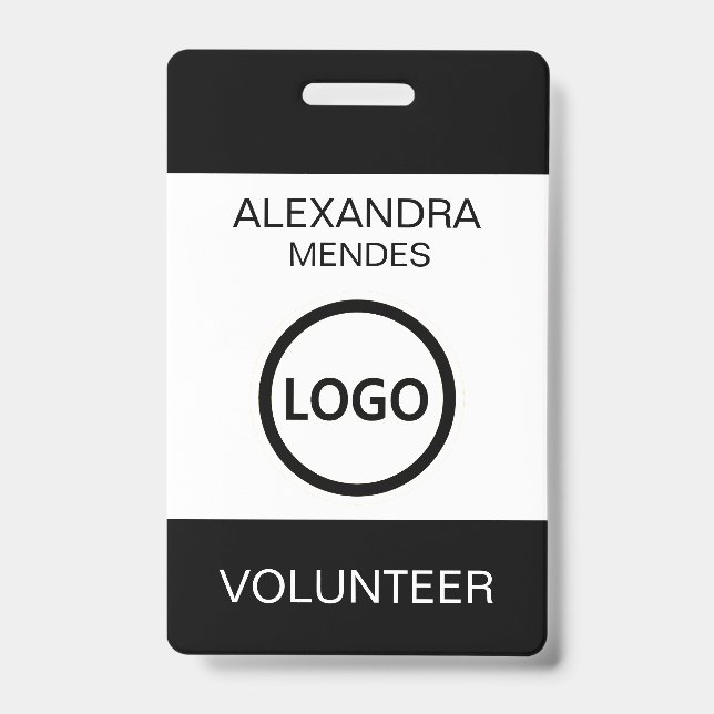 Volunteer Name Badge with Clip Custom Logo (Front)