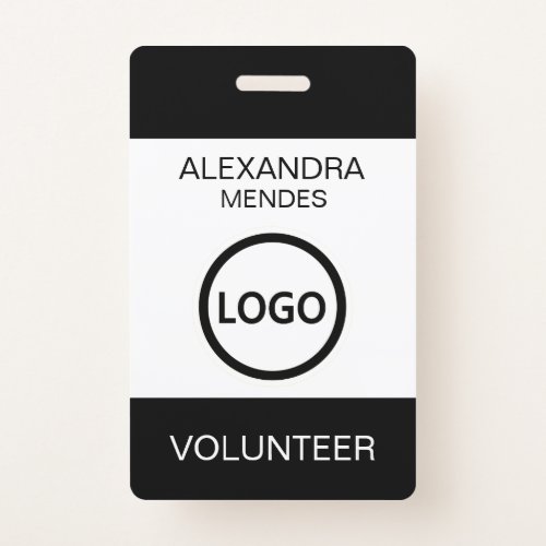 Volunteer Name Badge with Clip Custom Logo