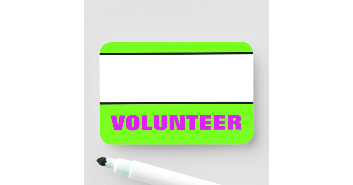 "VOLUNTEER" Name Tag Zazzle