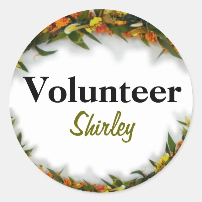 Volunteer Name tag sticker template (Front)