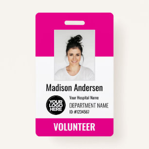 Volunteer Photo ID Badges with Clip or Lanyard
