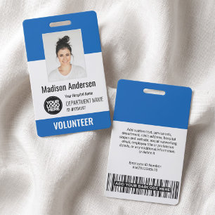 Volunteer Photo ID Badges with Clip or Lanyard