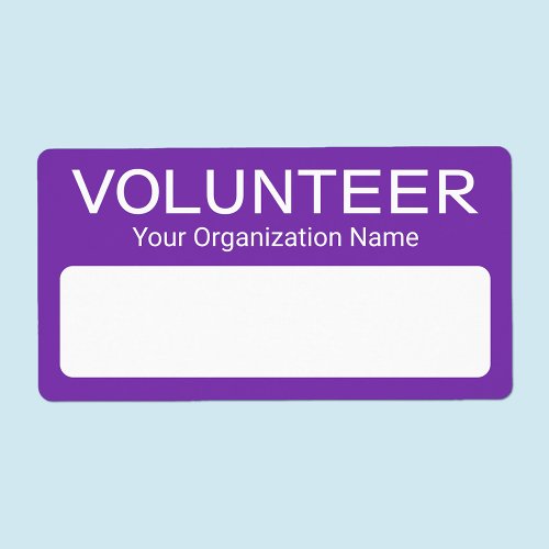 Volunteer Purple Name Tag Stickers Custom Writable