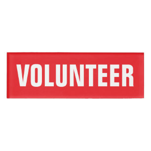 Volunteer red and white magnetic tags