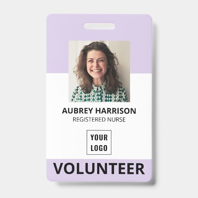 Volunteer Simple Photo ID Badge (Front)