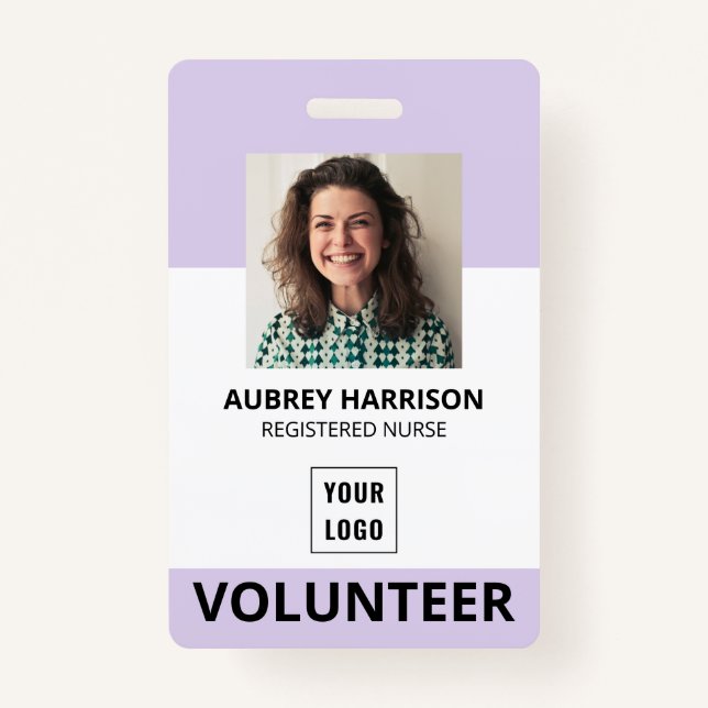 Volunteer Simple Photo ID Badge (Front)