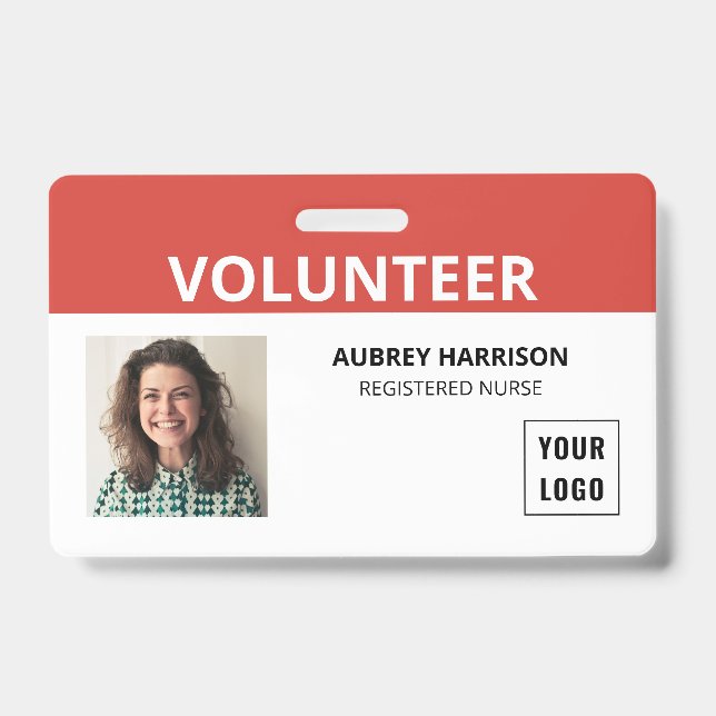 Volunteer Simple Photo ID Badge (Front)
