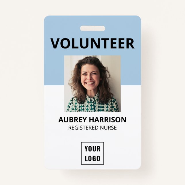 Volunteer Simple Photo ID Badge (Front)