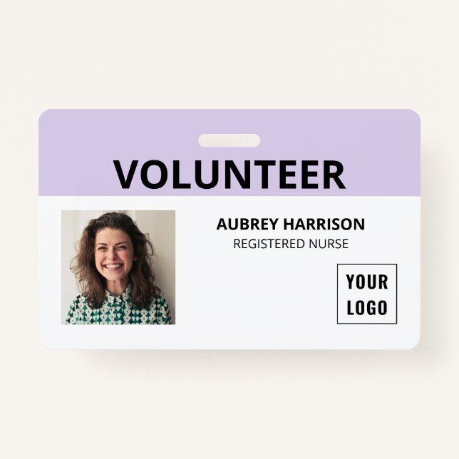 Volunteer Simple Photo ID Badge (Front)