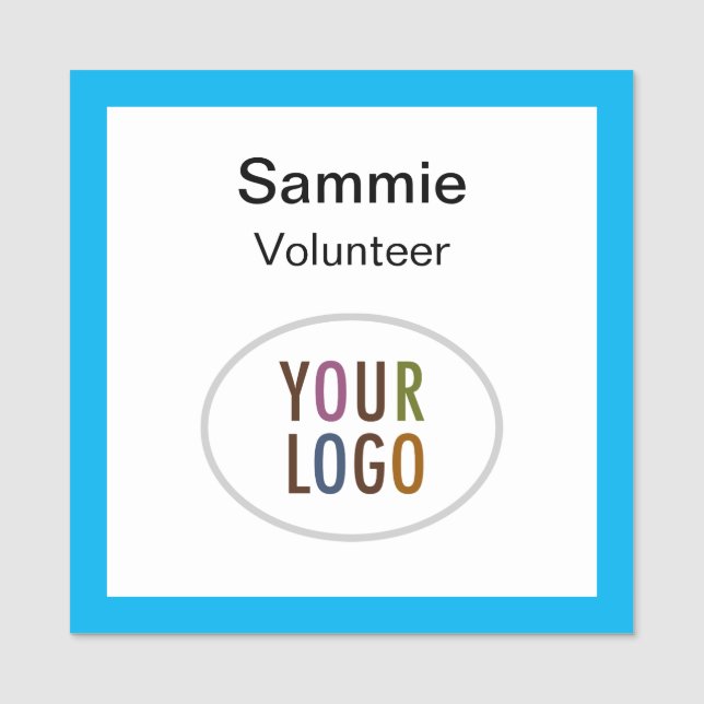Volunteer Square Badge with Logo Pin or Magnetic (Front)