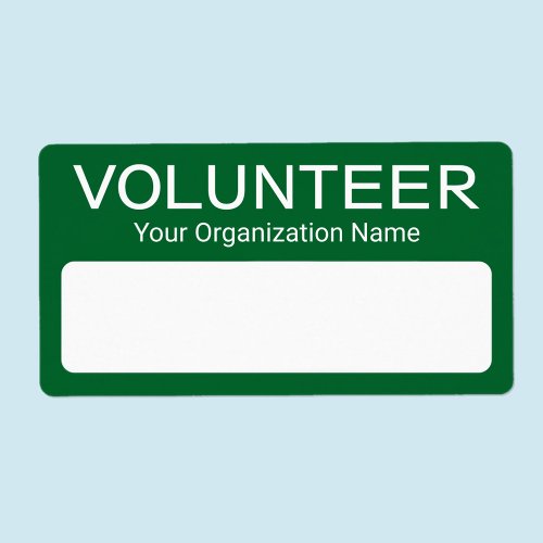 Volunteer Staff Name Tag Stickers Custom Green