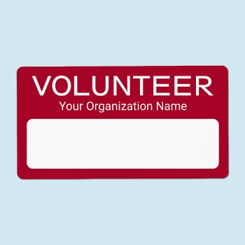 Volunteer Staff Name Tag Stickers Personalized Red by MISOOK at Zazzle