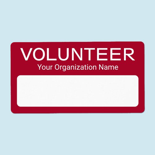 Volunteer Staff Name Tag Stickers Personalized Red