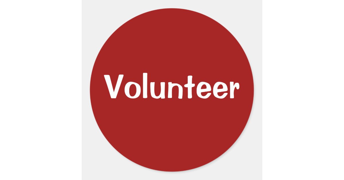 Volunteer Stickers - White on Red | Zazzle