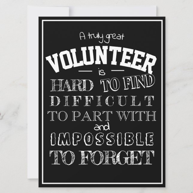 Volunteer Thank you Appreciation Gift script black Card (Front)
