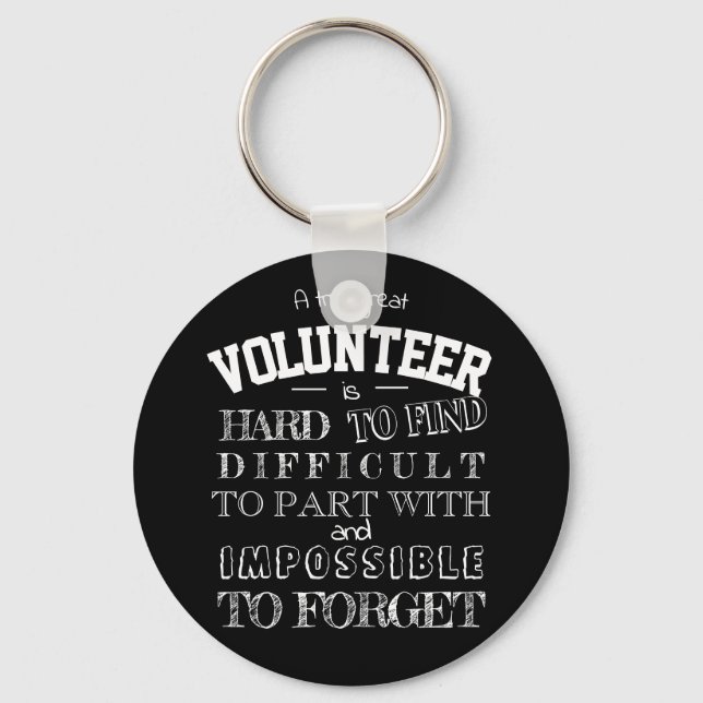 Volunteer Thank you Appreciation Gift script black Keychain (Front)