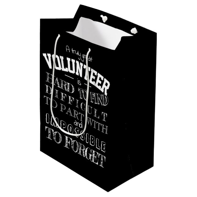 Volunteer Thank you Appreciation Gift script black Medium Gift Bag (Front Angled)