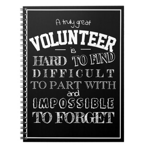 Volunteer Thank you Appreciation Gift script black Notebook