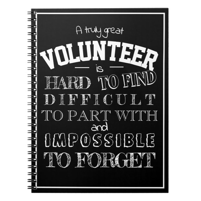 Volunteer Thank you Appreciation Gift script black Notebook (Front)