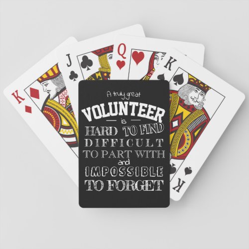 Volunteer Thank you Appreciation Gift script black Playing Cards