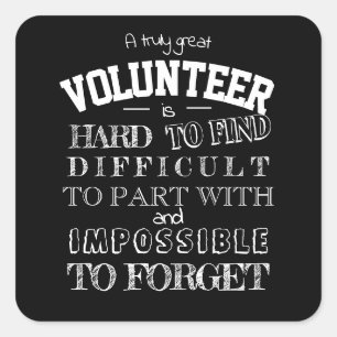 Volunteer Thank you Appreciation Gift script black Square Sticker