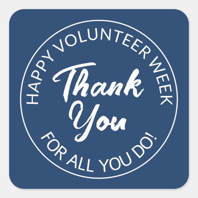 Volunteer thank you square sticker (Front)