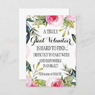 Volunteer Thank you Volunteer Appreciation gift Card