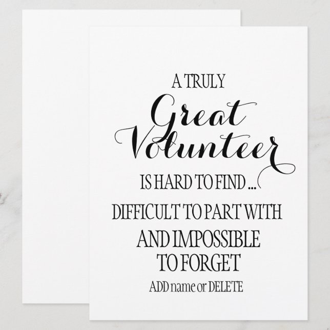 Volunteer Thank you Volunteer Appreciation Gift Card (Front/Back)