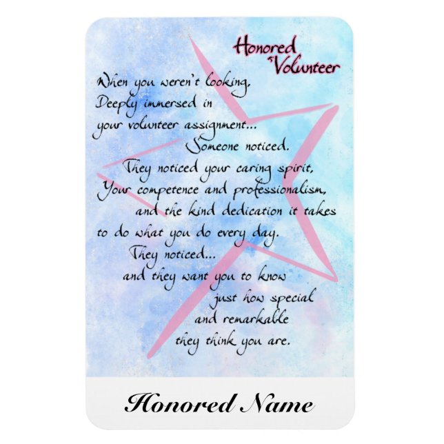 Volunteer Thanks and Appreciation Magnet (Vertical)
