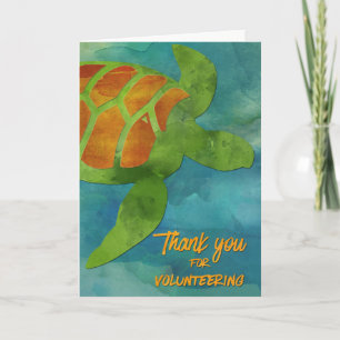 Volunteer Thanks Sea Turtle or MarineConservation Letterpress Thank You Card