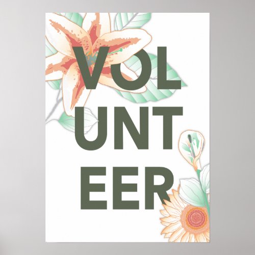 volunteer vintage floral poster