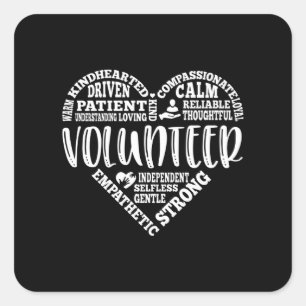 Volunteer, volunteer worker, charity square sticker