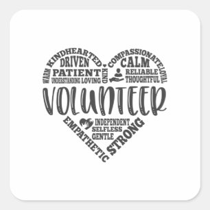 Volunteer, volunteer worker, charity square sticker