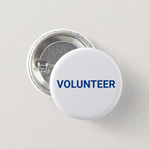 Volunteer white blue simple elegant pin button