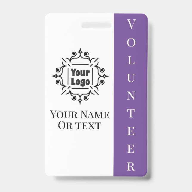 Volunteer Worker Purple Employee ID with Logo Badge (Front)